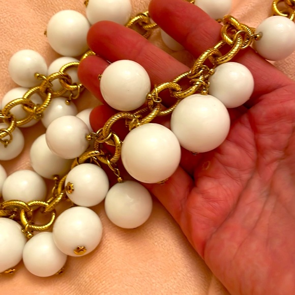 Kenneth Jay Lane Jewelry - True vintage Kenneth Jay Lane huge plastic white ball vintage necklace KJL